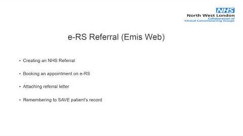 e-RS referral - Hillingdon (Emis Web)