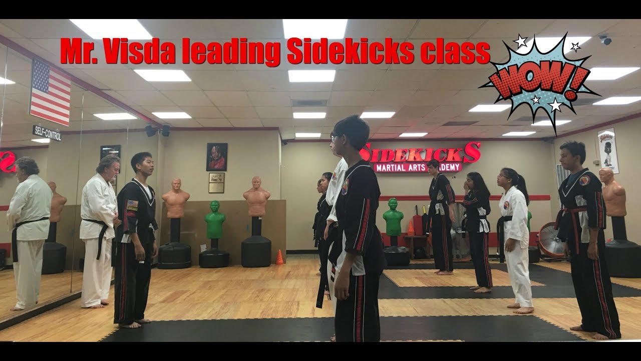 Mr. Visda teaching Kids Martial Arts Class Sidekicks