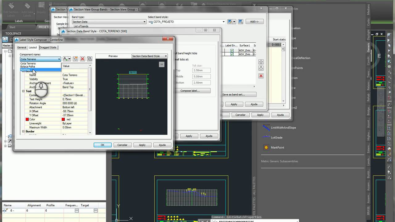 Nota de Serviço Padrão DER SP no AutoCAD Civil 3D 2016