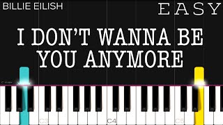 Video thumbnail of "Billie Eilish - idontwannabeyouanymore | EASY Piano Tutorial"