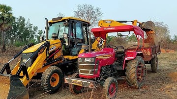 JCB 3DX Eco Xpert Loading Mud In Mahindra 415 DI Yuvo Tractor Trolley | Jcb Cartoon Video | Dozer
