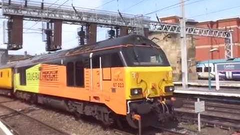 The x2 Class 67 Colas Rail Nos.67027+67023 with Network Rail Test Train was arrives at Carlisle.