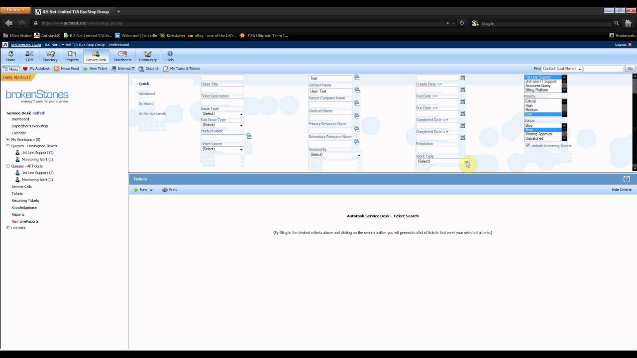 Autotask How To Create A Ticket Youtube