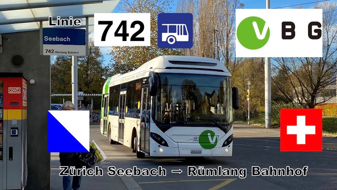 VBG Buslinie 742 | Cab Ride von Zürich Seebach nach Rümlang Bahnhof [4K]