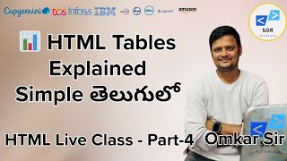 HTML Full Course in Telugu Part-4 | HTML Tables Explained Step-by-Step | sor tutorials