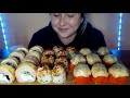 РОЛЛЫ СУШИ НОВИНКА ПОДПАЛЕННЫЙ ЛОСОСЬ СЫР АСМР МУКБАНГ| SUSHI ROLLS SALMON CHEESE MUKBANG ASMR  먹방