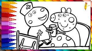 Drawing And Coloring Peppa Pig Who Has Chicken Pox With Suzy Sheep Nurse  Drawings For Kids