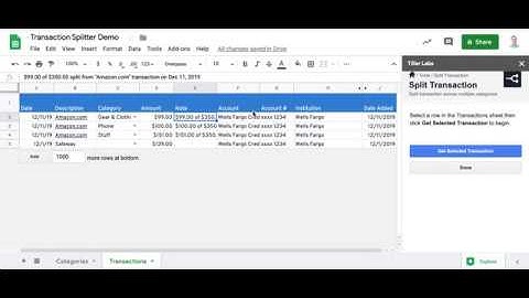 Tiller Labs Transaction Splitter demo