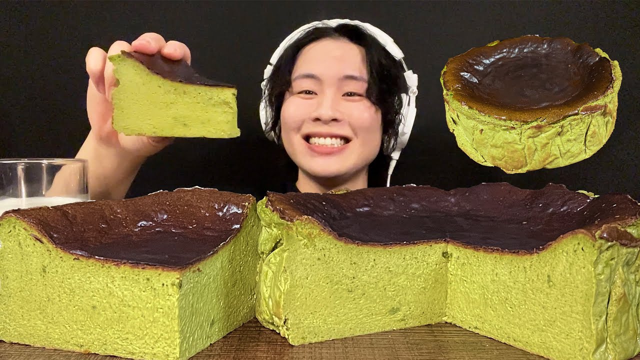 ASMR 抹茶バスクチーズケーキが食べたい‼️【咀嚼音/mukbang/大食い】