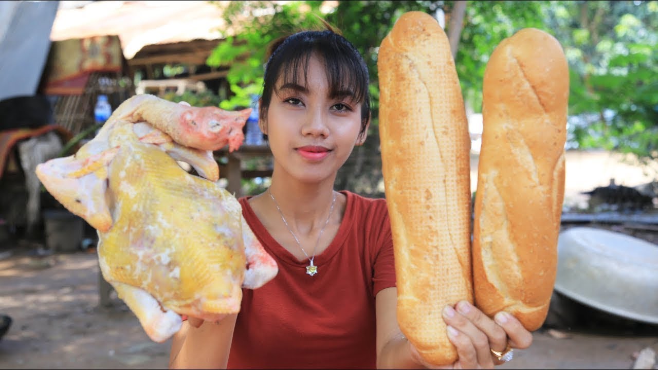 Primitive Technology: Cooking skill curry chicken with Bread recipe/Cooking /Khmer Survival Skills