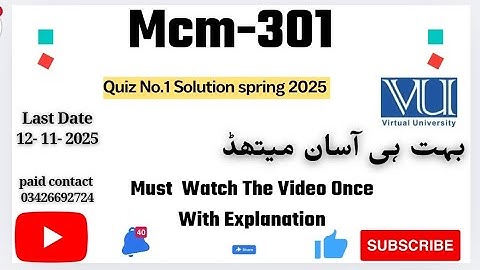 MCM301 - Communication skills (Quiz No. 1) 💯 Percent Correct Paid Whatsapp 03426692724