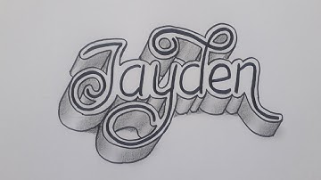 How To Draw 3d Name Jayden On Paper / Drawing Calligraphy Easy Art For Beginners Step By Step