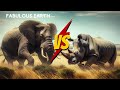 Fierce battle elephant vs rhino  animal fights  fabulous earth