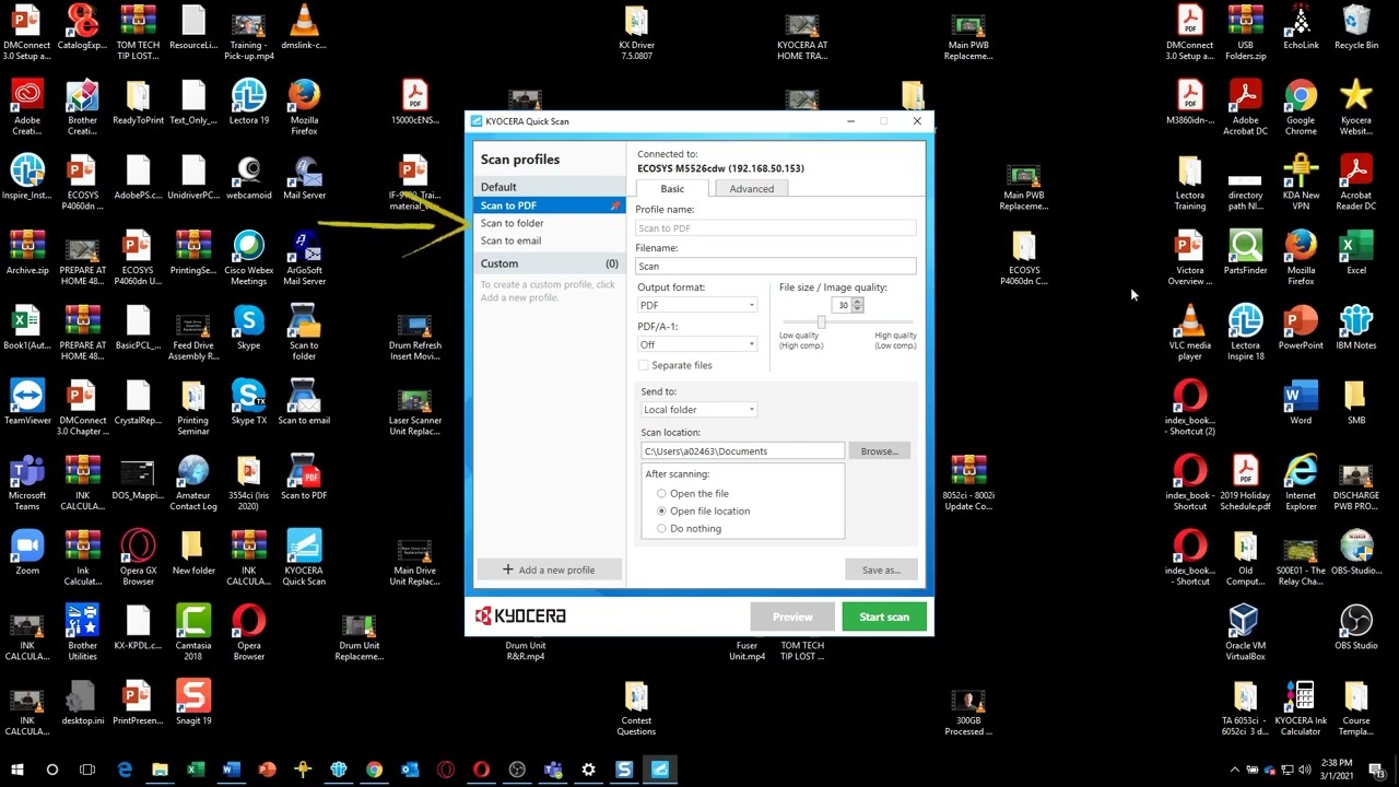 KYOCERA ECOSYS M5526cdw Hızlı Taramaya Yardımcı Program Kurulumu