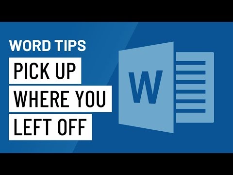 Video: Bagaimana Anda melanjutkan di mana Anda tinggalkan di Word?