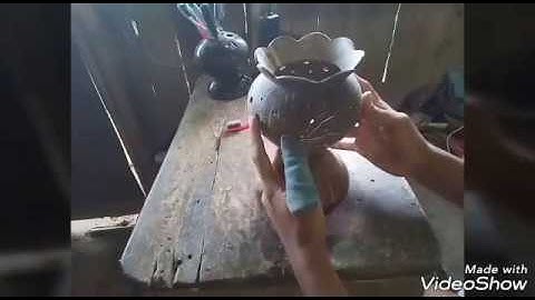 6 Step For Making Coconut Shell Lampshade With Surfer Silhouette Design/How to make lampshade