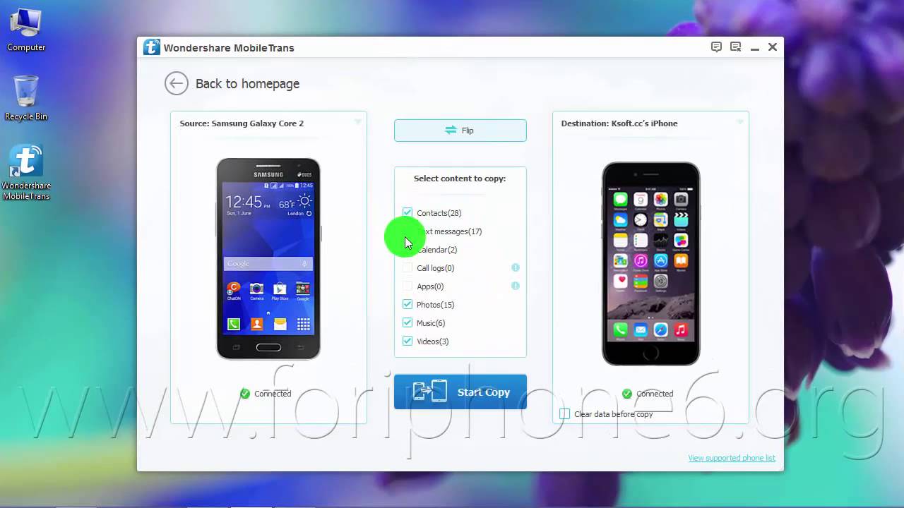 How to Transfer Contacts from Samsung Galaxy Core 2 to iPhone 6 Plus using Mac/PC ? - YouTube