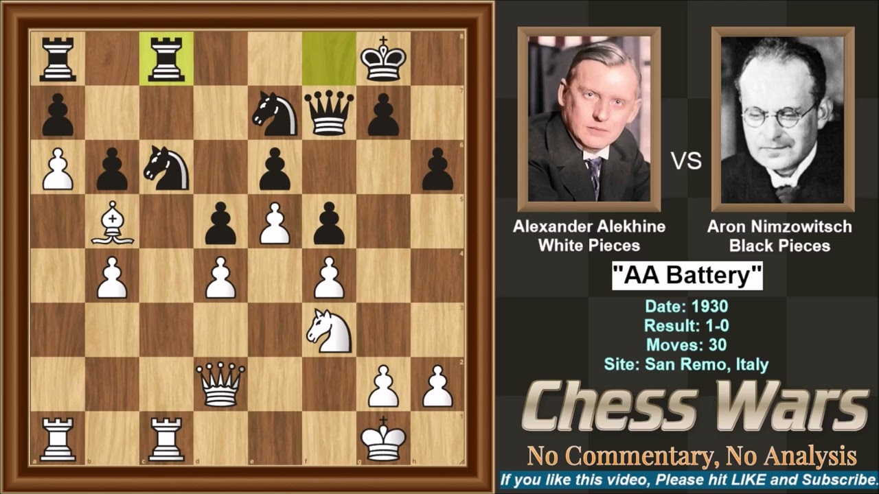 Alekhine's gun original game, Alekhine vs nimzowitsch ,Sanremo 1930 , Alekhine's best chess game 