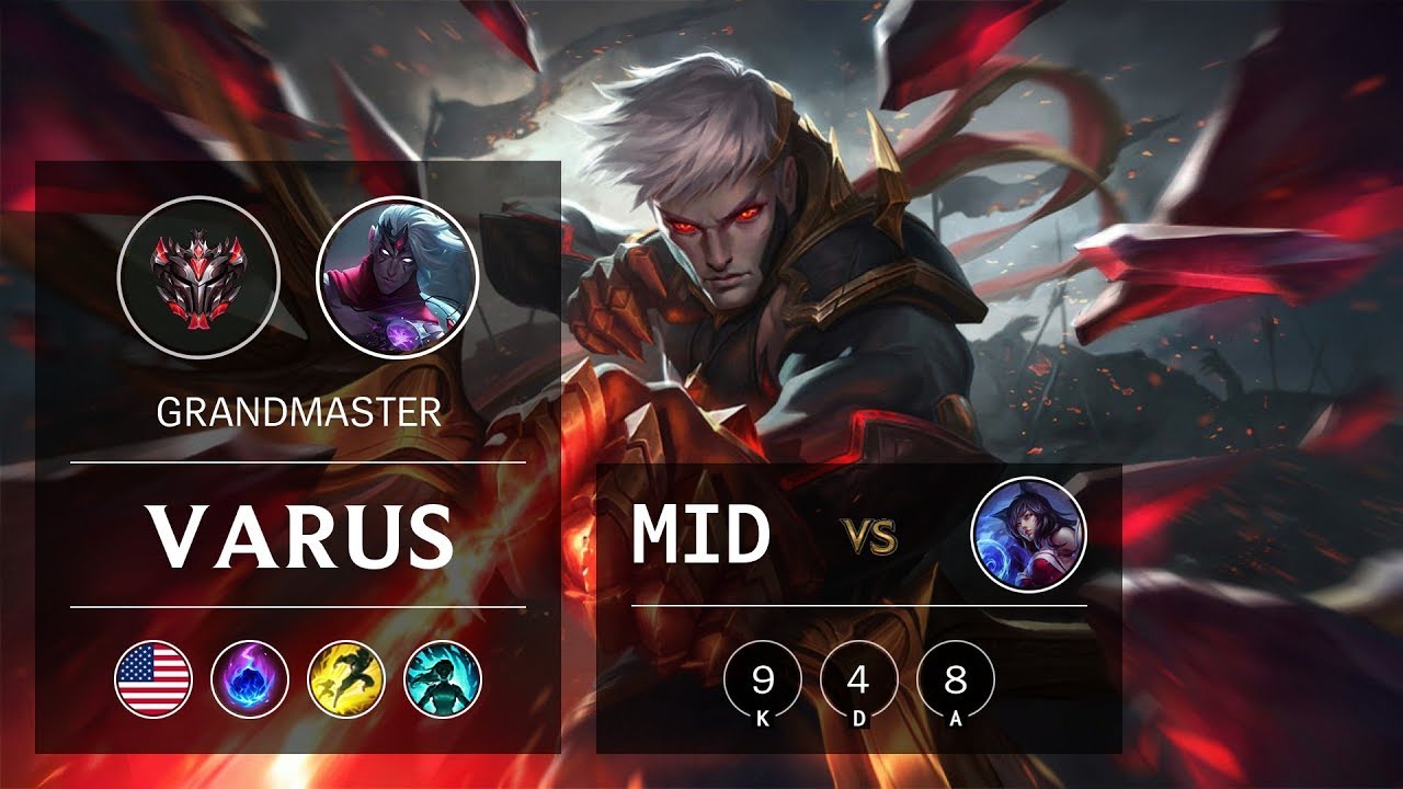 Varus Mid vs Ahri - NA Grandmaster Patch 9.6