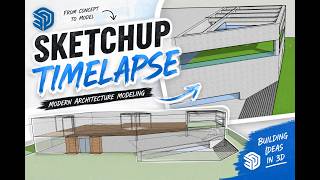 SKETCHUP TIMELAPSE | Modern House Architecture Modeling from Scratch