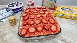 Strawberry Golden Oreo Poke Cake