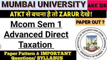 ❤️University Solution❤️ |2025 Mcom Nep Sem1| Advanced Direct Taxation| Important Questions|ARK sir