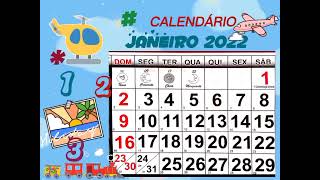 Calendário de Janeiro 2022 #calendário #janeiro