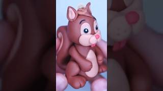 SUPER CUTE 🐿️ Fondant Squirrel Cake Topper 🥜