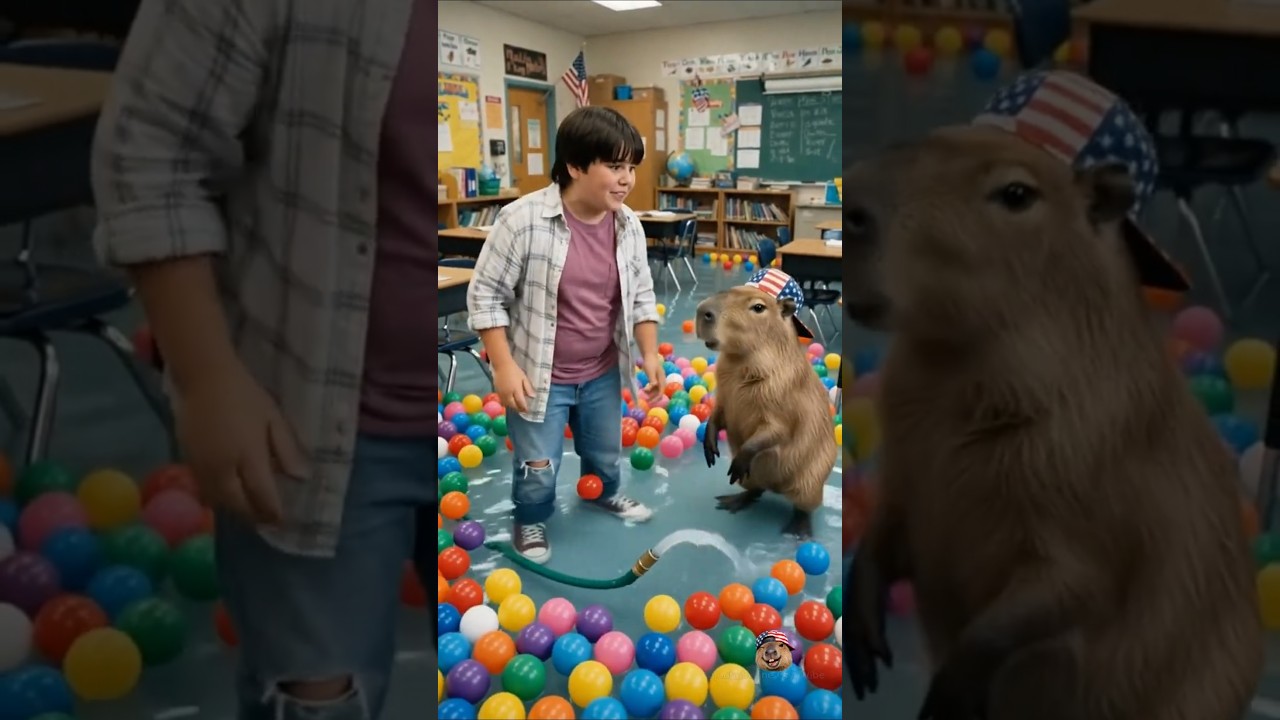 Capybara's Classroom Pool Surprise Ends with Jinu Cleaning Everything! 😂