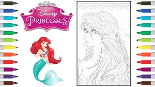 Disney Princesses Coloring Book Page | Ariel | Anime Style Princess Coloring Page