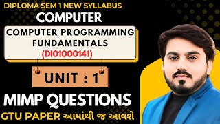 Computer Programming Fundamentals Cpf Unit 1 Mimp For Gtu Exam Diploma Sem 1 Computer Mimp