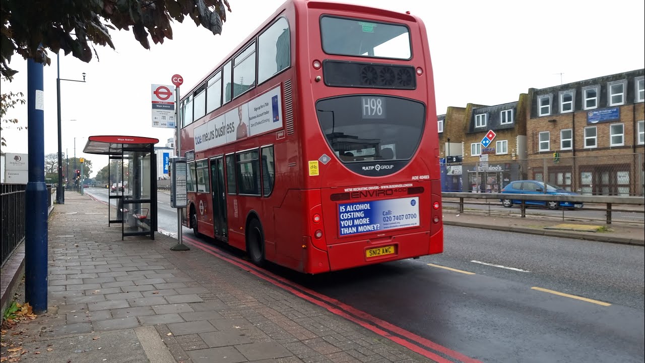 (Withdrawn)London Bus Route H98 To Hounslow Bus Station On ADE40483 SN12 AWC Enviro 400 Trident