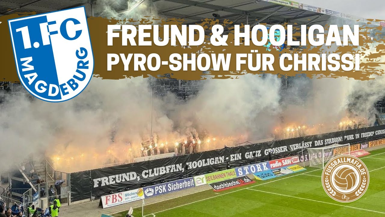 1. FC Magdeburg - Waldhof Mannheim - Pyro-Show für verstorbenen Chrissi (19.12.2021)
