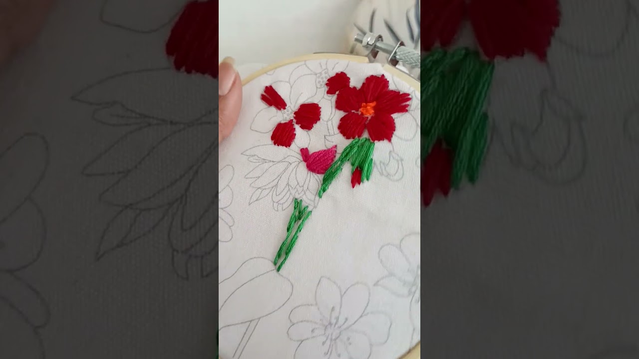 Broderie, fleurs en point de part en part 