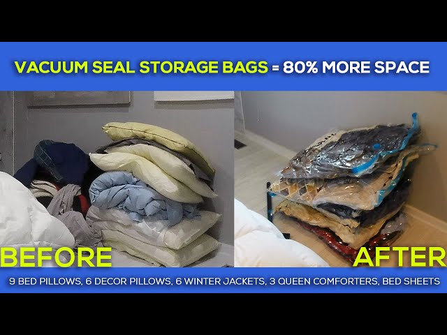 Vacuum Storage Bags, 6 Pack Space Saver Bags, Compression Storage Bags for  Comforters and Blankets, Vacuum Sealer Bags for Clothes Storage, Hand Pump
