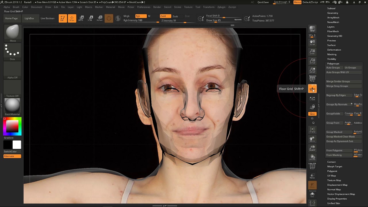 lining up model axis zbrush