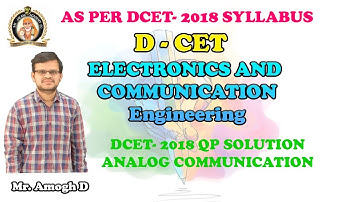 DCET 2020 | DCET 2018 |EC QP SOLUTION |ANALOG COMMUNICATION ENGG| FREE