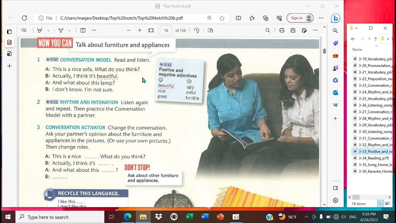 تدریس top notch fundamental b unit 8 page 69 YouTube