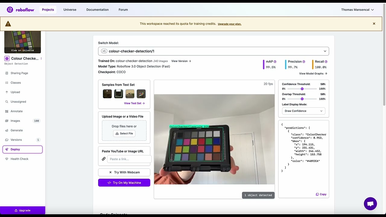 Roboflow - Colour Checker Detection