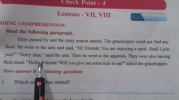 Checkpoint 4 lessons 7,8 Class 3 The lazy Grasshopper, King Sibi and the Dove page 134