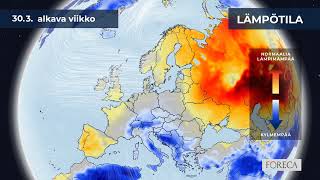 Kuukausiennuste Lämpötiloista 30.3.2026