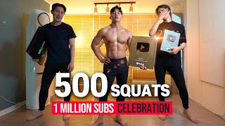 골드버튼 스쿼트 500개 챌린지ㅣGOLD BUTTON SQUAT 500 CHALLENGE + 1MILLION SUBS CELEBRATION!