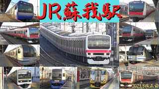 JR蘇我駅　平日朝ラッシュ　209系・E217系・E233系・E235系・255系・E257系　京葉線、外房線、内房線　千葉市中央区