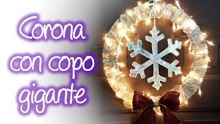 Corona con Copo Gigante y Luces, Christmas wreath with giant snowflake and lights