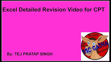 Video on excel for last minute revision for SSC CPT