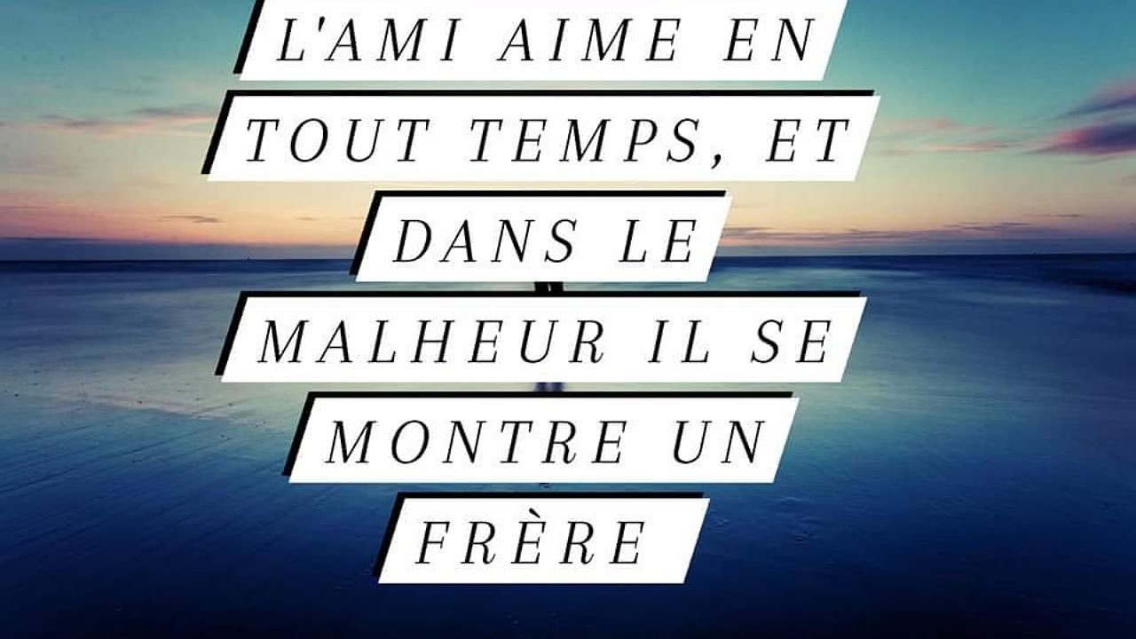 L'ami aime en tout temps, Et dans le malheur il se montre un frère