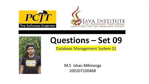 Question set 09 / Database Management System / Java Institute