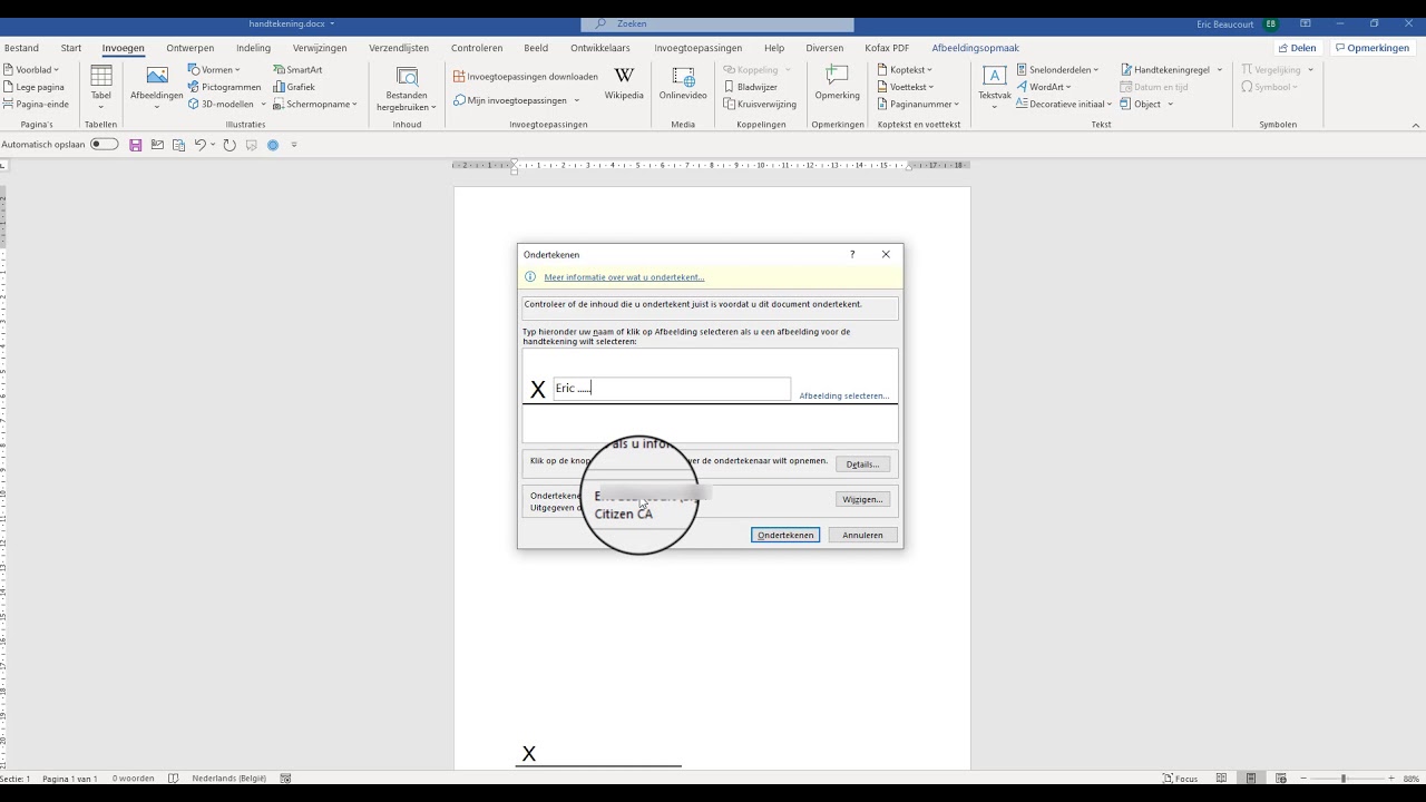 Een Worddocument Digitaal Ondertekenen. - Youtube