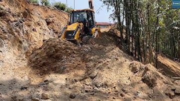 Finalizing New Remote Hillside Village Road With Jcb Backhoe