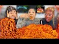 NUCLEAR FIRE NOODLES CHALLENGE! 2X EXTREMELY SPICY RAMEN | (Mother and daughters challenge)